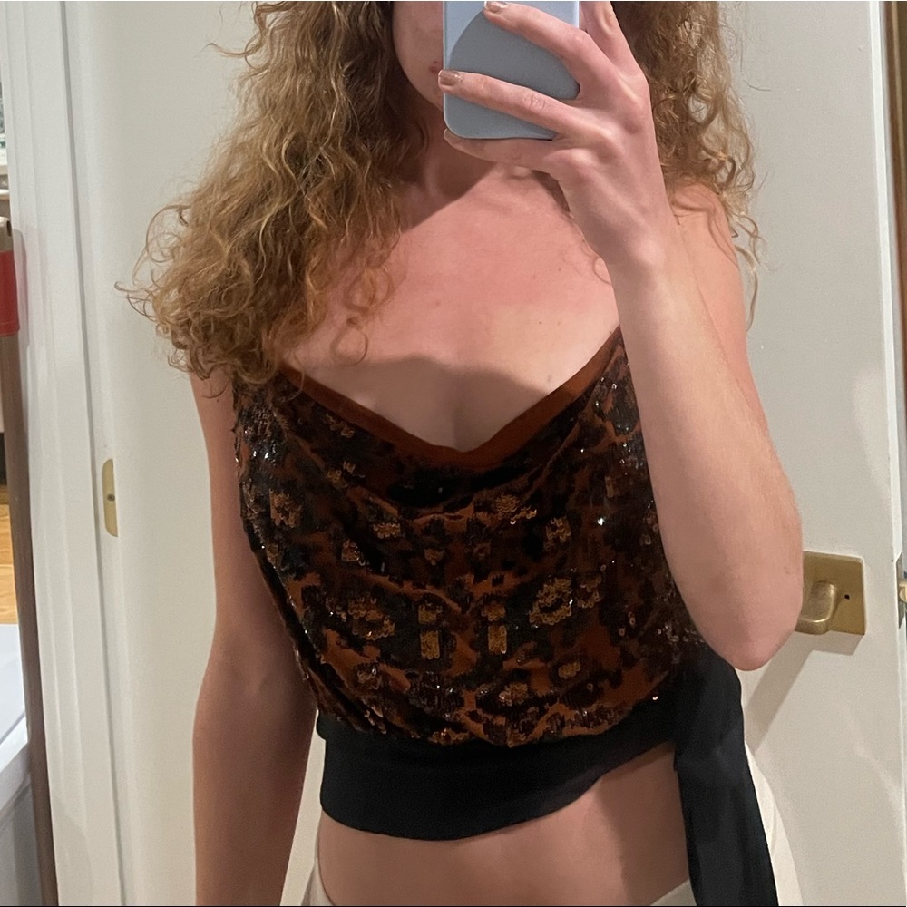 Free people sparkly tie crop top